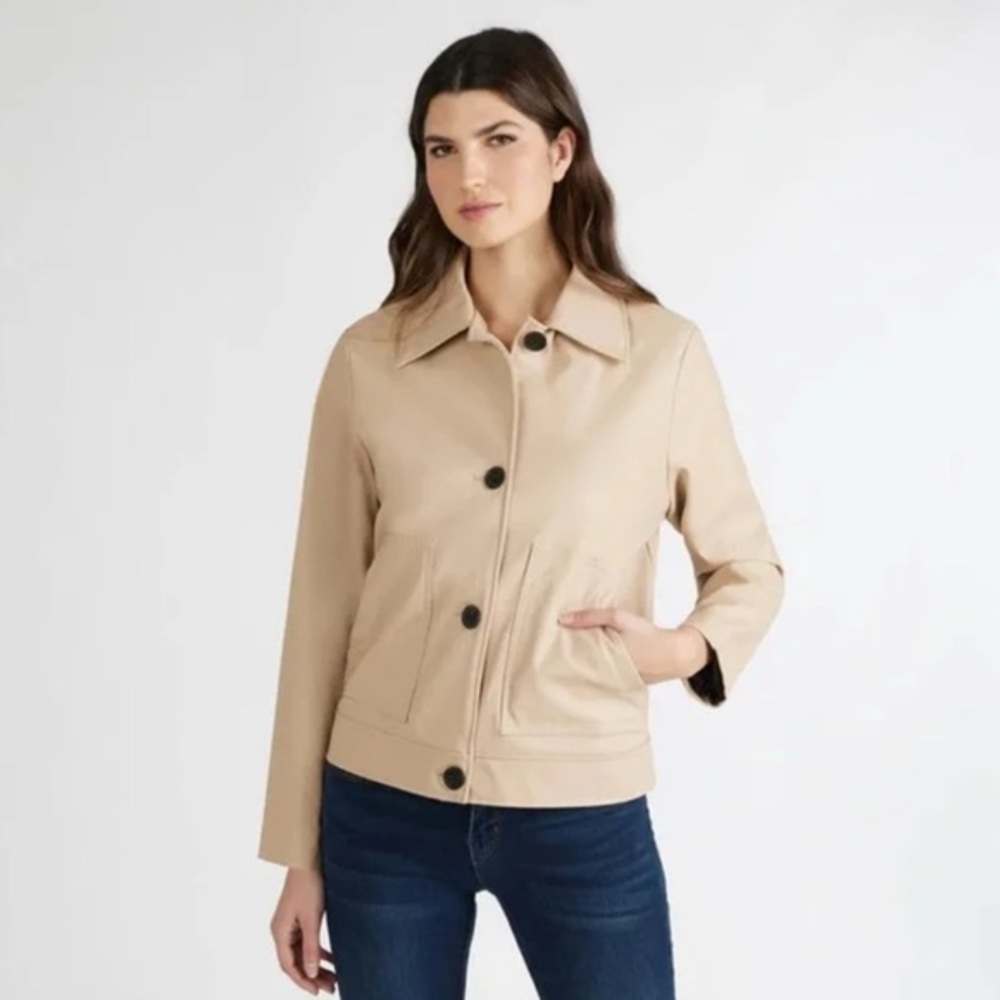 ANTHROPOLOGY - NVLT - Vegan Leather Trucker Jacket - NEW